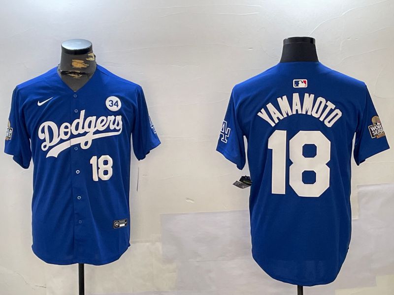 Men Los Angeles Dodgers #18 Yamamoto Blue Game 2024 Nike MLB Jersey style 11213